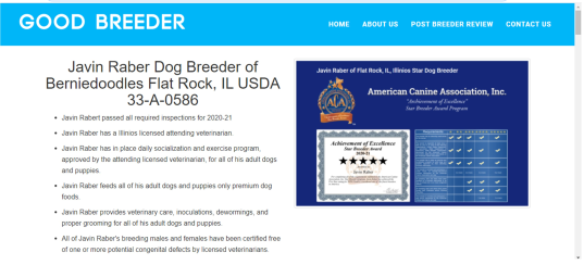 javin, raber, dog, breeder, goodbreeder, flat, rock, il, illinios, javin-raber, dog-breeder, kennel, puppy, mill, puppymill, inspected, inspection, report, reports, investigation, story, news-story, dogs, aca, ica, aphis, 33-a-0586